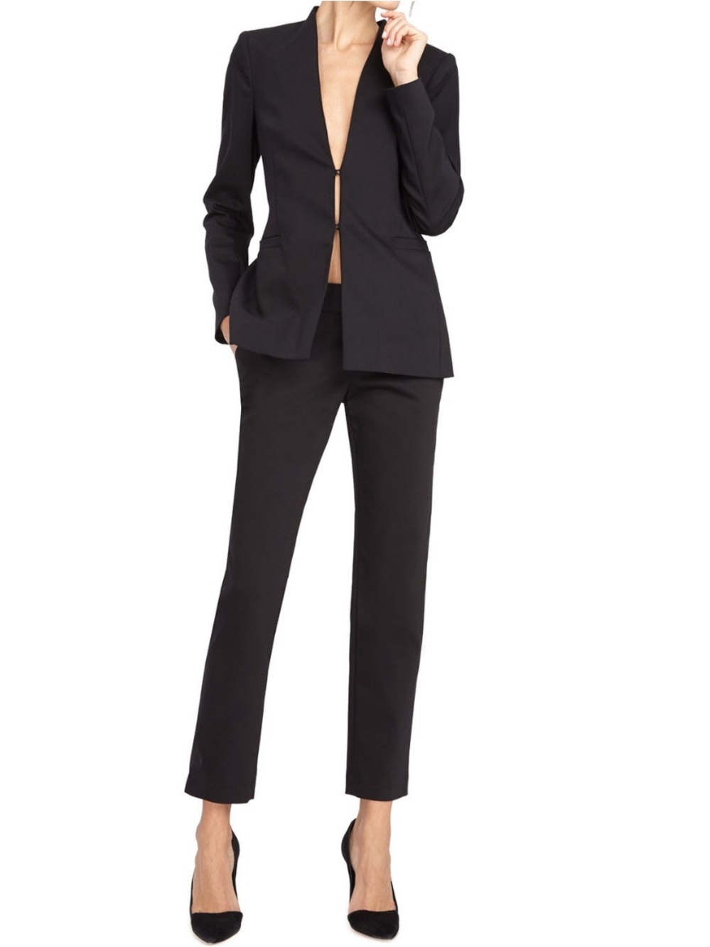 Alice and Olivia Jerri Open Front Collarless Blazer